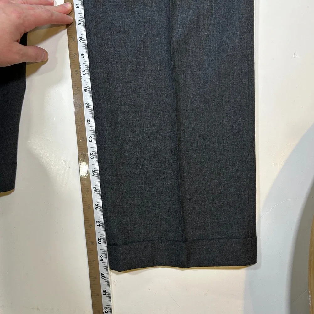 Lauren Ralph Lauren Dress Pants Pleated Super 100s Wool Gray Mens 36x32 Runs big